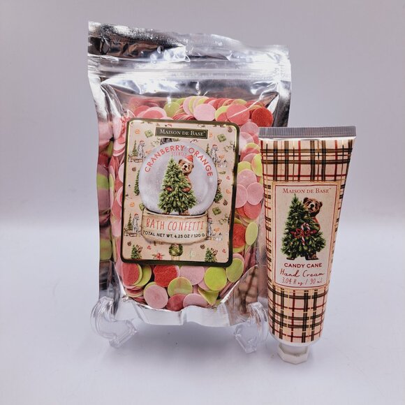 Holiday Bath Bundle Christmas Orange Bath Confetti & Candy Cane Hand Cream - Picture 1 of 7